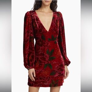 Farm Rio Shiny Flowers Velvet Minidress